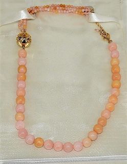Estate Earthy Pink Sterling Coral Bead Necklace