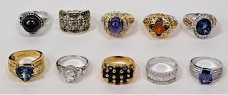 10PC Estate Sterling Silver Gemstone Designer Ring