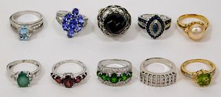 10 Sterling Silver Lady's Gemstone Fashion Rings