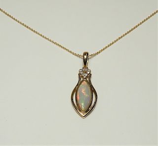 WeighFire Opal Diamond & 14K Gold Pendent Necklace