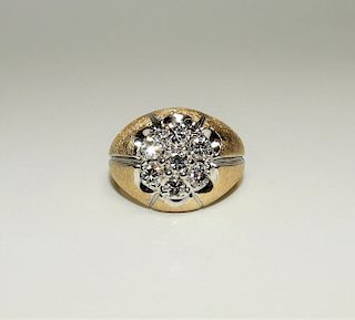 14K Gold & Diamond Cluster Cocktail Ring