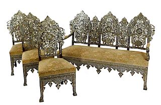 Syrian MOP Abalone Inlaid Orientalist Parlor Set