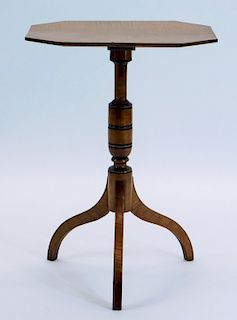 19C American Federal Tiger Maple Candlestand