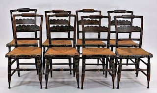 8PC C.1820 American Grain Painted Cane Side Chairs