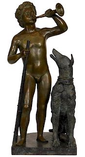 Continental Classical Hunter Dog Bronze Sculpture