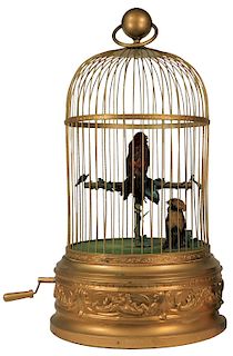 C.1900 French Double Taxidermy Bird Cage Automaton