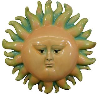 Sergio Bustamante Papier Mache Sun Face Sculpture