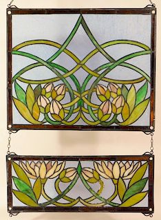 Fine Lily Flower Stained Glass Window Panels