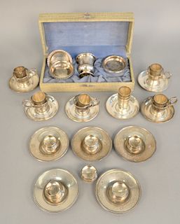 Sterling silver lot to include shot glasses and cups, no inserts, 25.8 troy ounces.