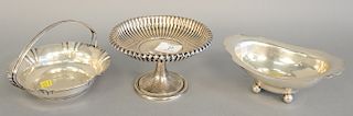 Three sterling silver dishes, ht. 2 3/4 in, 4 in. and 3 3/4 in., 18.5 troy ounces.
