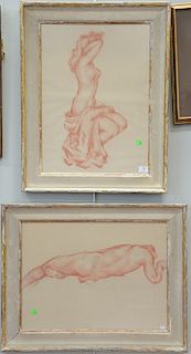 Allen Towensend Terrell (American, 1897 - 1986), two pastel drawings in red of nudes: one is pencil signed and dated lower right All...