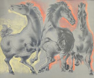 Hans Erni (Swiss, 1909-2015), lithograph of three horses, pencil signed lower right. 17 3/4" x 21 3/4"