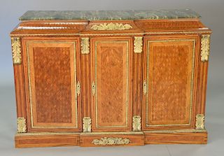 French style marble top cabinet with three doors, late 20th century. ht. 39 in., wd. 56 1/2 in., dp. 16 in.