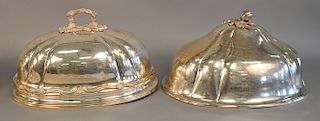 Two large silver plated entree meat platter covers, 19th century, 12 3/4" x 18 1/4" and 15 1/4" x 20"