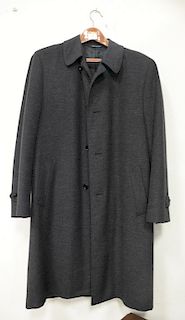 Canali men's wool blend dark grey coat, size large - extra large (new price $2,000.00 - $4,000.00). lg. 52 in.