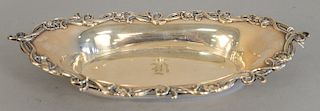 Wallace sterling silver Art Nouveau bread bowl with floral edge. lg. 13 3/4 in., 10.03 troy ounces. (monogrammed)