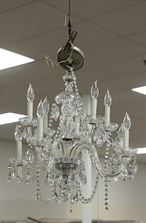 Crystal ten light chandelier. ht. 27 in., dia. 24 in.