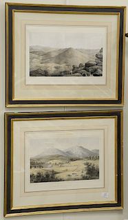 Edward Beyer (1820 - 1865), two colored lithographs from The Album of Virginia published in 1858, View of the Peaks of Otter, sight ...