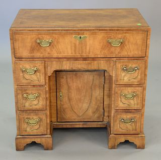 Baker kneehole burlwood desk with pull out writing surface. ht 30 in., top: 17 1/2 " x 30"
