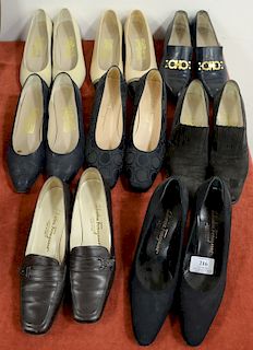 Eight pairs of Salvatore Ferragamo womens shoes, some like new, sizes 6.5 - 7