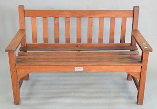 Teak bench finished, ht. 32 1/2 in., wd. 49 in.
