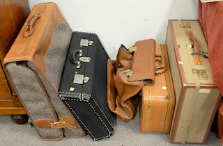 Group of travel bags, suitcases and briefcases to include Hartman, T Anthony, leather satchel marked Tivoli.