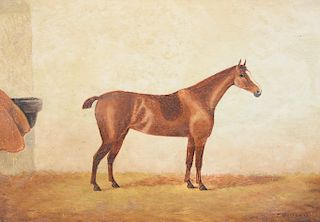 Edward Garraway, oil on canvas, Equestrian Horse, lower right E Farraway 1890, 18" x 24"