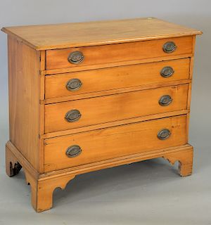 Chippendale four drawer chest on bracket base, circa 1780, ht. 31 in., case wd. 33 1/4 in.