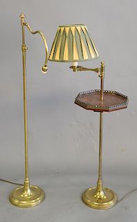 Two brass floor lamps with adjustable arms. ht. 47 in. and 49 in.