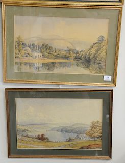Pair of Philip Mitchell (1814-1896), watercolor, mountainous landscape with lake, both signed Philip Mitchell, sight size 11" x 18"