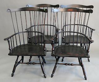 Set of four Windsor style armchairs. ht. 46 1/2 in. wd. 28 in.