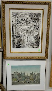 Group of four framed pieces to include Chaim Gross, lithograph, pencil signed Chaim Gross 69, Michel Delacroix, lithograph, pencil s...
