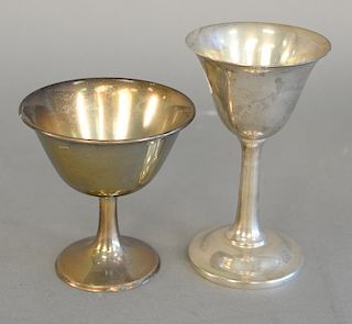 Ten sterling silver stem cups, ht. 4 in. (four cups), 5 1/4 in. (six cups), 30.1 troy ounces.
