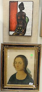 Two framed paintings, polish artist, Adamczak, oil on tinfoil on nude woman signed Adamczak, image 12 1/2" x 8 3/4", along with a po...