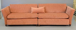 Contemporary two part sectional sofa, ht. 28 in., wd. 114 in.