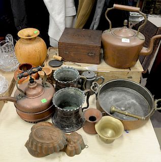 Copper and wood to include pots, molds, wood vases, etc.
