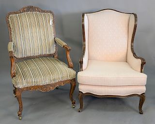Two Louis XV style upholstered chairs.