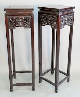 Pair of contemporary Chinese stands, ht. 50 in., top: 15" x 15"