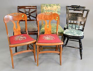 Group of six side chairs.