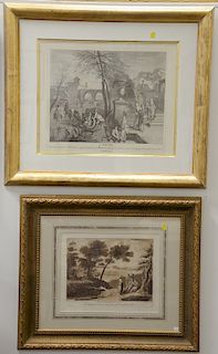Group of six large contemporary framed prints, L'Hiver, L'Automne pair of prints with horses and pair of Italian style prints, sight...