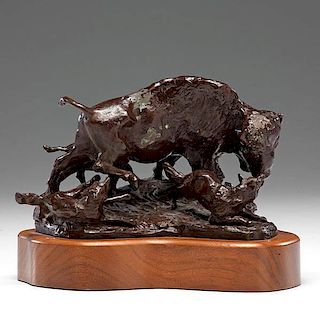 William Moyers (American, 1916-2010), Bronze on Wood Base 