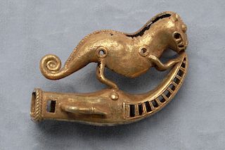Pre-Columbian Gold Sinu Tumbaga Feline Finial