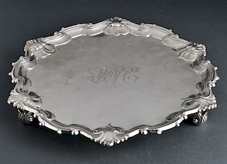 William Grundy English Georgian Silver Salver 1754