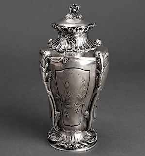 Cardeilhac French Silver Repousse Tea Caddy