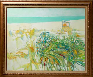 Nicola Simbari "Beach Landscape" Oil on Canvas