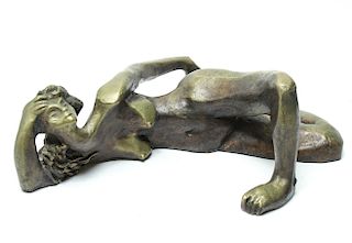 Modern E. Lipshitz "Reclining Female Nude" Bronze