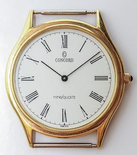 14K Gold Concord Quartz Watch w Sapphire Crown