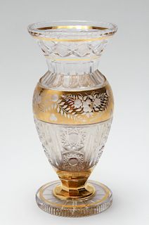 Gilt & Cut Glass Vase w Floral Motif