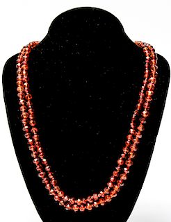 Chinese Amber Honey Cognac Faceted Beads Necklace