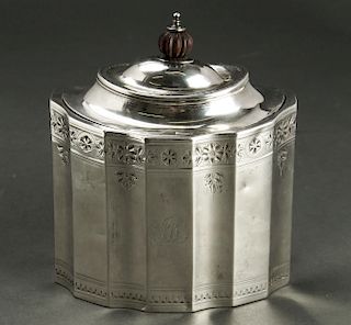 R Hennell English Georgian Silver Tea Caddy 18th C